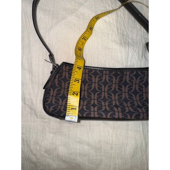 Fossil Y2K brown signature monogram baguette handbag retro brown canvas - Picture 7 of 8